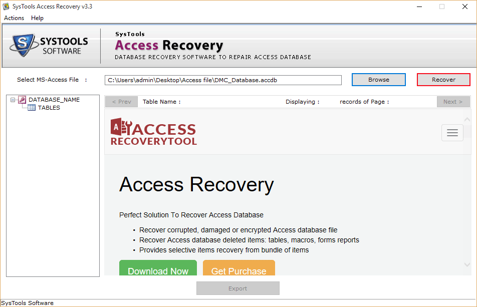 MS Access Database Repair Tool to Fix MDB/ACCDB File Corruption - Image 3